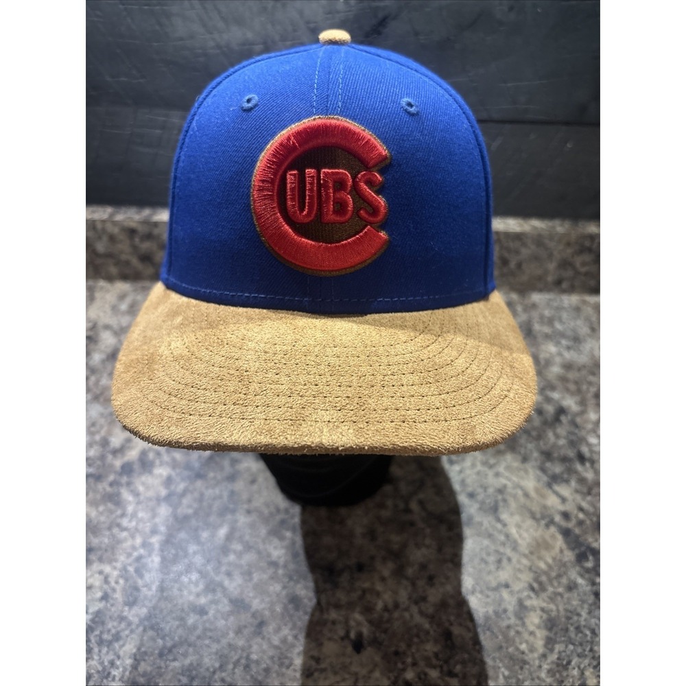 Chicago Cubs Cord Blue and Suede Hat Club Exclusive Mens Fashion Hat size 7 1/4